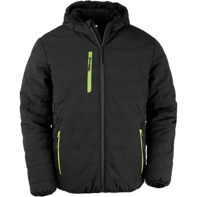 Result Recycled Black Compass Padded Winter Jacket RT240 - Black/Lime - XL