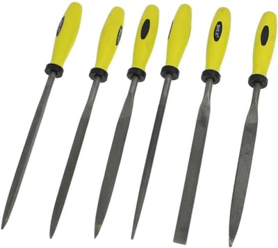 Naaldvijlen Set - Precisie Vijlen - Metaal Bewerken - 6 Delige Set - 5x180mm - Geel Zwart