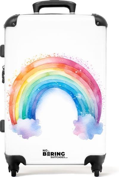 NoBoringSuitcases.com® - Kinderkoffer meisje met regenboog - Kindertrolley meisjes - Koffer kind groot - Rolkoffer lichtgewicht - Reiskoffer met 4 wielen - Grote trolley XL - 20 kg bagage