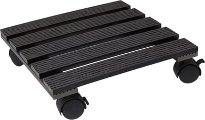 Pro Garden Plantentrolley - donker grijs - hout - 29 x 29 cm - 100 kilo