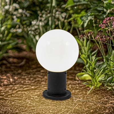 Lindby - Sokkellamp - 1licht - Glas, aluminium - H: 32 cm - E27 - wit, zwart