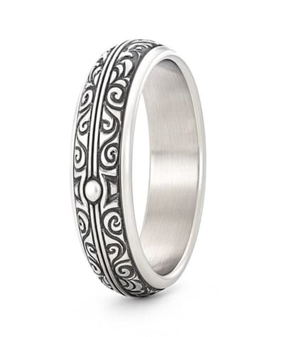 Herenring - Spinner ring - stainless steel - draaibaar anti stress - antiek zilverkleur - viking gothic stijl - 19,8 mm