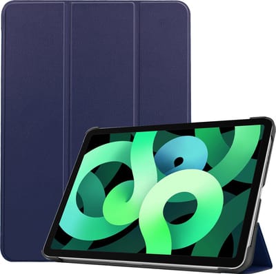 Hoes - Geschikt voor Apple iPad Air 5 (2022) - 10.9 inch - 5e Generatie - M1 - Dun & Stevig - Trifold Bookcase - Hard Cover - Hardcover Book Case - Tablet Hoesje - Donkerblauw