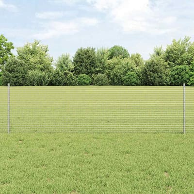 vidaXL - gelast - draadhek - met - palen - 10 - x - 0,6 - m - Gegalvaniseerd - staal - Mesh