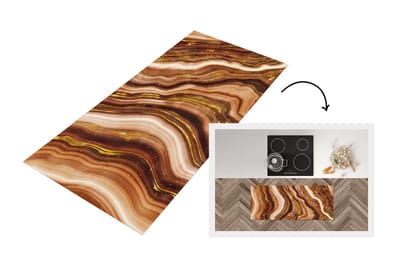 Keukenloper - Loper keuken - Marmer - Bruin - Patronen - 120x50 cm - Keukenloper vinyl