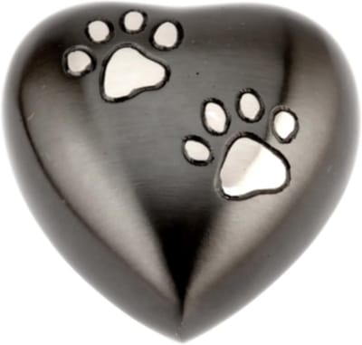 Hartvormige Herinneringsurne voor Huisdieren, Zwart Tin-Look, 7.5 cm