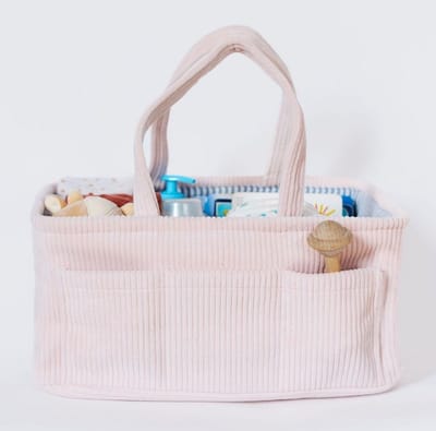 Luiercaddy Organizer Roze Corduroy - Opslag voor Luiers, Commode & Auto