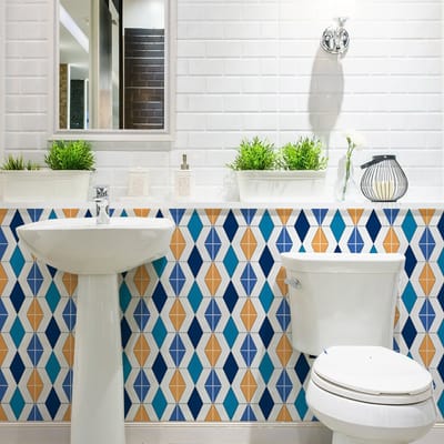 Zelfklevende tegelmuurstickers voor keuken en badkamer - 24 cementtegelstickers, Azulejos Siana-stijl - 24 stickers, 10x10 cm