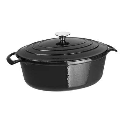 Vogue - Braadpan - Ovaal - Gietijzer - 5L - Zwart