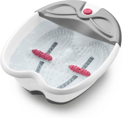 Florixa® Voetenbad met Massage - Voetenbad - Voetmassagebad - 16 Acupressuurrollen - Wit- 34 cm x 42 cm x 16 cm