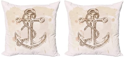 ABAKUHAUS Anker Kussenhoes Set – Dubbelzijdig – 60x60 cm – Creme Bruin