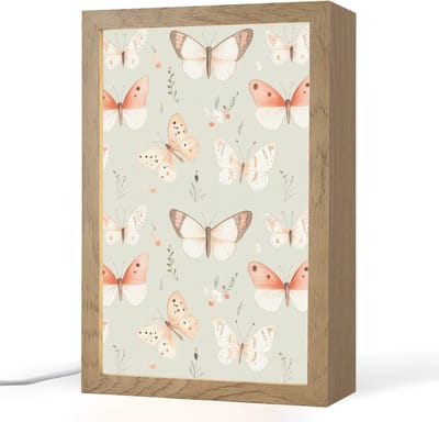Nachtlampje 20x30 cm - Kinder lampje - Vlinder - Patroon - Pastel - Tafellamp kinderkamer - Slaapkamer lamp - Bedlamp kinderen - Kinderlampje stopcontact - Wandlamp babykamer - Nachtlampjes