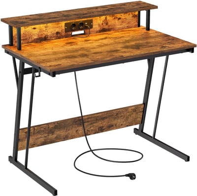 Gaming Bureau - Gaming Desk - Gamingbureau - LED-Verlichting - Stopcontacten - 60 x 100 x 76 CM
