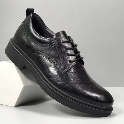 Formele Leren Schoenen Echt Leer Heren Toplaag Koeienhuid Retro Hand-grasped Patroon Dikke Zool Britse Zakelijke Vetersluiting Ronde Neus Derby Schoenen 44