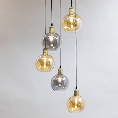 LumenXL Hanglamp 5-lichts - smoke - amber glas - Lyana