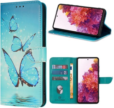 Multimedia & Accessoires Lederen Book Case Hoesje geschikt voor Samsung Galaxy A26 5G – Vlinderprint – Blauw -Telefoonhoesje – Met Stand – Kaarthouder – Pasjes Houder – Magneet Sluiting – Bookcase