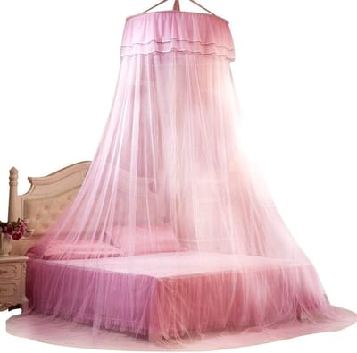 Ademend Muggennet voor Bed met 360° Canopy, Vouwbare Prinsessenstijl Slaapkamerdecoratie voor Dames (Roze) - Ideaal voor Bescherming, Comfort en Slaapkwaliteit