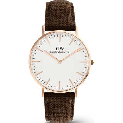 Daniel Wellington DW Watch Classic Brown Canvas Rose Gold 40mm