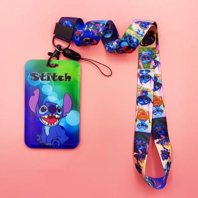 Badgehouder - Kaart houder school of werk - Stitch - Verticaal incl bijpassend keycord - blauw met groen - keykoord - Cardholder - Lilo en Stitch - Disney - Happy