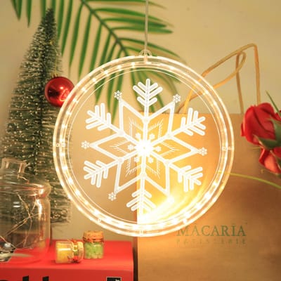 Rosnek LED Kerstverlichting Ø 16 cm Warm wit - Op Batterijen - Kerst Raamverlichting - Kerst decoratie voor ramen - Sneeuwvlok