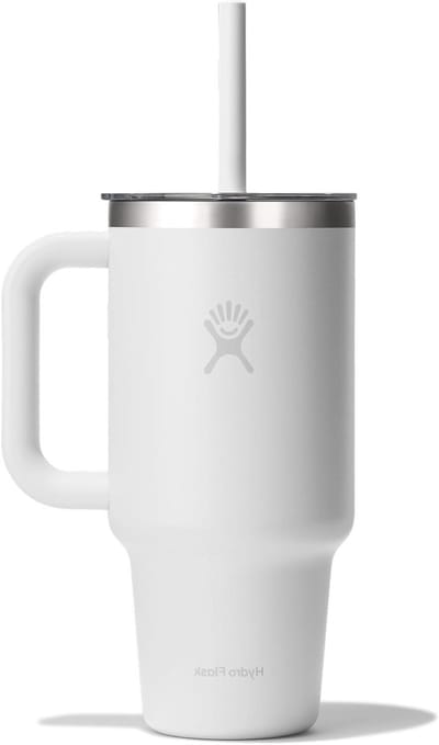Reisbeker - Drinkbeker Thermos - Hydratatie Onderweg - Dubbelwandig Vacuüm Geïsoleerd - 936 ml - Wit