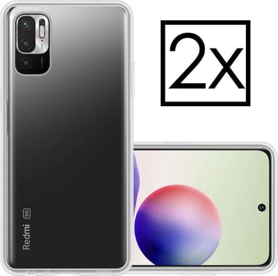 Hoesje - 2 Stuks - Geschikt voor Xiaomi Redmi Note 10 5G - Sterk & Shockproof - Case Siliconen - Back Cover - Telefoon Hoes - Transparant