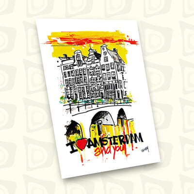 AMSTERDAM, I love Amsterdam and you, UNIEKE ANSICHTKAART, 24 STUKS