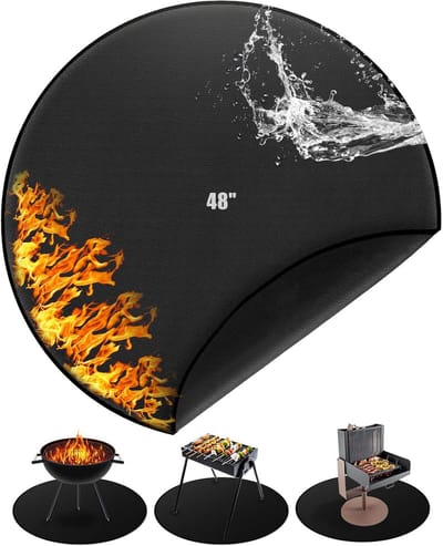 Ronde Brandwerende Mat, 120 cm/48 Inch BBQ Hittebeschermingsmat Herbruikbare Grote Grillmat voor Gasgrill Vloer Buitenterras Gazon Kamperen Opvouwbare Terrasaccessoires