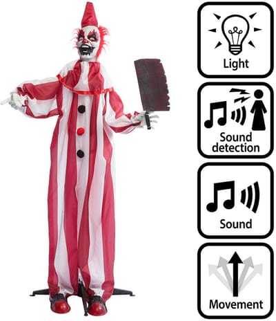 Boland - Decoratie Clown Chuckles - Horror - Decoratie - Halloween - Spookhuis - Interactief - Licht - Geluid - Beweging