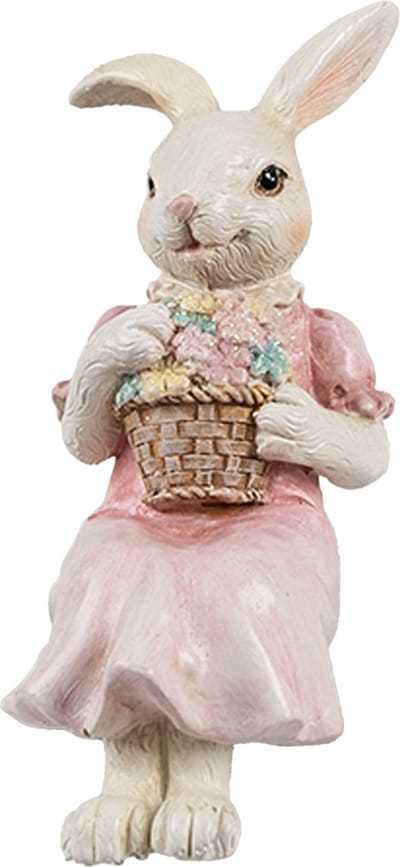 Clayre & Eef Decoratie Beeld Konijn 7x5x13 cm Beige Kunststof