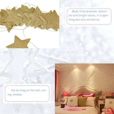 Dailygoods- Sterrenslinger Goud - Papieren Slinger - Hangende Sterrendecoratie - Feestdecoratie - Kinderen - Totale Lengte 2,5 Meter - Decoratieslinger