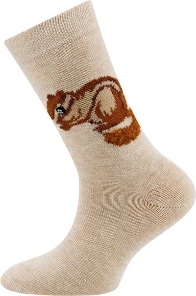Ewers Kindersokken Meisjes - Eekhoorn - Geborstelde Staart - Beige-Ecru & Bruin-23/26