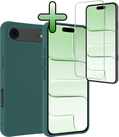 Hoesje Met Screenprotector - Geschikt voor Apple iPhone Air - Sterk & Shockproof - Back Cover - Siliconen Case - Telefoon Hoes - Donkergroen