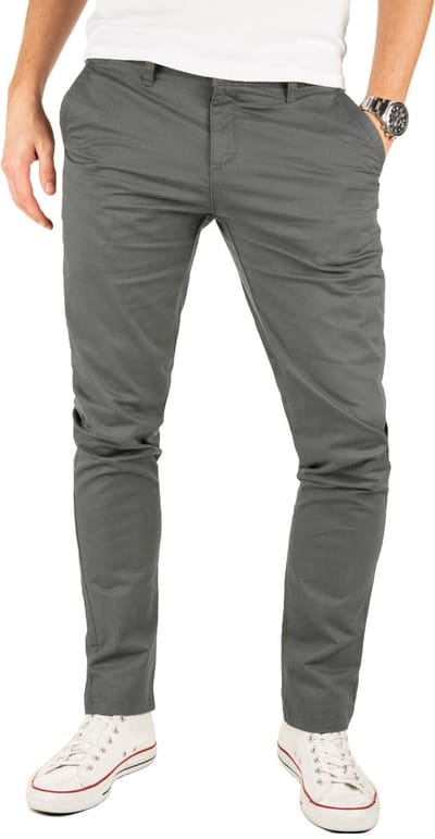 Yazubi Heren Chinobroek Kyle – Slim Fit – Katoen Stretch – Grijs – 5-pocket