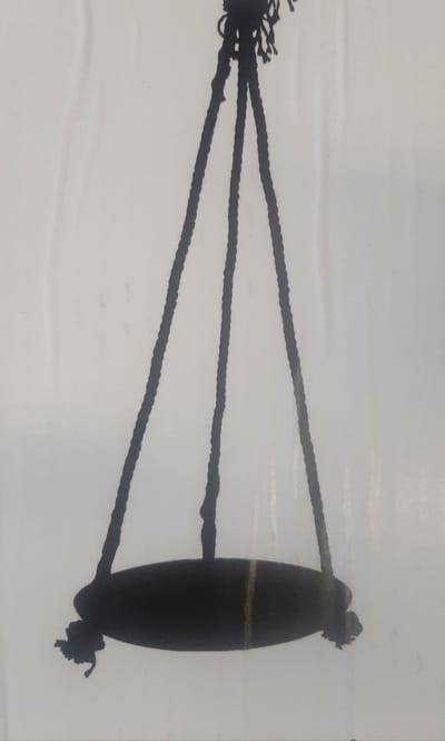 Mullrose ophangschaal - plantenhanger - metaal - met touw D 37 cm zwart