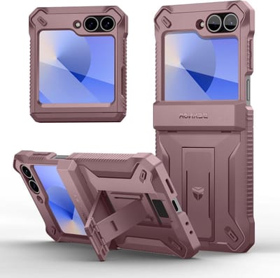 Samsung Galaxy Z Flip 6 Hoes met Stand, Hinge Bescherming en Screen Protector - Schokbestendig en Stijlvol in Roze