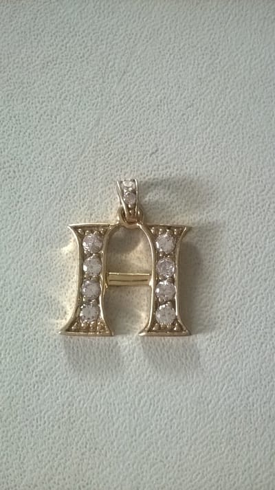 Gemstones-silver letterhanger H 925-sterling zilver en 14 K goudverguld met zirkonia
