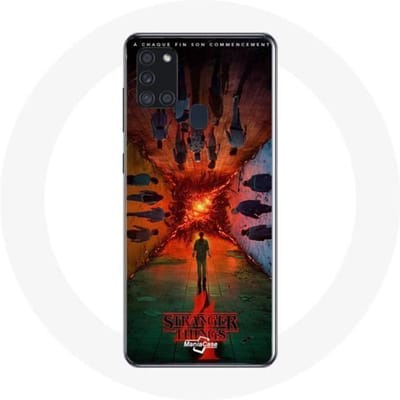 Coque pour Samsung Galaxy A21S Stranger Things Saison 4 Affiche Equipages de la Nouvelle Théorie