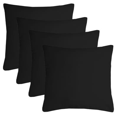 Stof Textile sierkussen Nelson - 4x - zwart - 40 x 40 cm - bank kussens - zitkussens - binnen/buiten - polyester