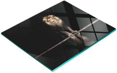 Decoratieve glazen serveerplank voor snacks, met leeuwenportret, 60x52 cm