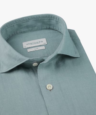 Profuomo Overhemd Linnen Blauw - Maat 41 - Heren - Overhemden Casual