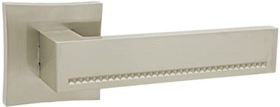 DOMINO DELUX-QR M9 - Deurkruk op vierkante rozet - Elegant gelakt nikkel deurbeslag - Luxe complete binnendeurset