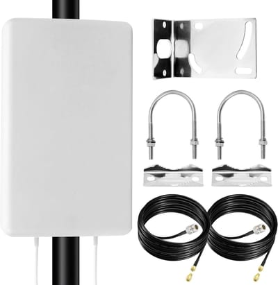 Externe Antenne - Signaalversterker Router - Verbeter Signaal - Breed Frequentiebereik - 18dBi 2x10m Kabel - Wit