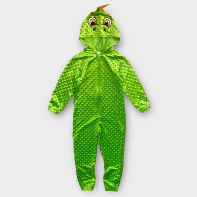 Kinder Onesie Draak – Polar Fleece – Groen – met Capuchon - maat 98/104