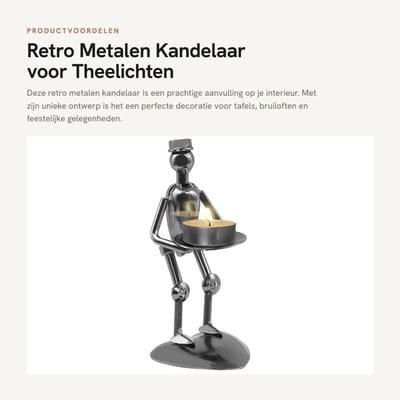 Dailygoods- Kandelaar Retro - Metalen Votive - Kandelaar Houder - Tafel Decoratie - Ornament voor Bruiloft/Kerst - Compact en Elegant - Kaarsenhouder