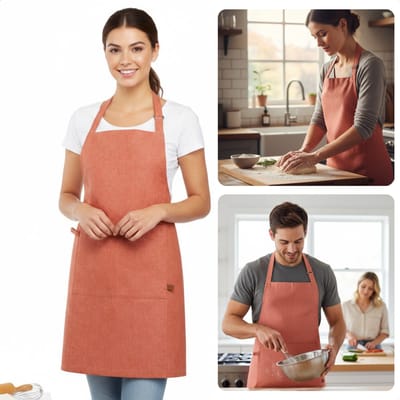 Cheqo® Keukenschort Koraal - Kookschort Koraal - Schort Koraal - Keukenschort Verstelbaar - Kookschort Verstelbaar - Schort Koken - Schort Keuken - Kookschort Keuken