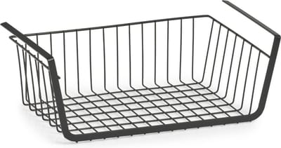 Zeller Opberg/opruim hangmandje - 41 x 26 x 15 cm - Kastmandje - zwart - Opberg/opruimmand - Hangmanden voor in de kast