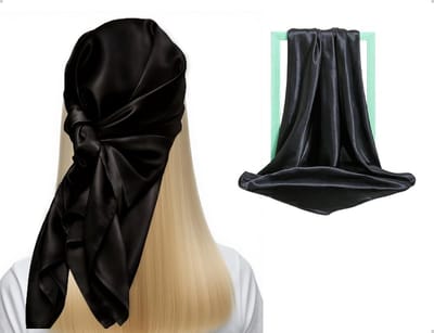 Zomerse Eenvoudige Vierkante Sjaal voor Dames van Faux Zijde - Elegante Zwarte Sjaal voor Mode en Accessoires