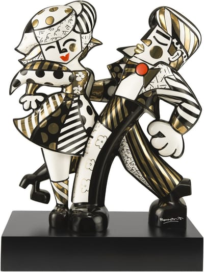 Goebel - Romero Britto | Decoratief beeld Golden Swing | Porselein - 47cm - Limited Edition - met echt goud