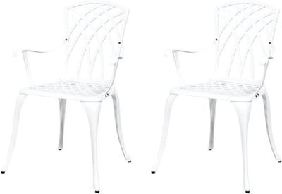 Tuinstoel Set - Terrasstoel Buitenstoel - Buiten Ontspannen - Aluminium Constructie - 53 x 51 x 885cm - Wit